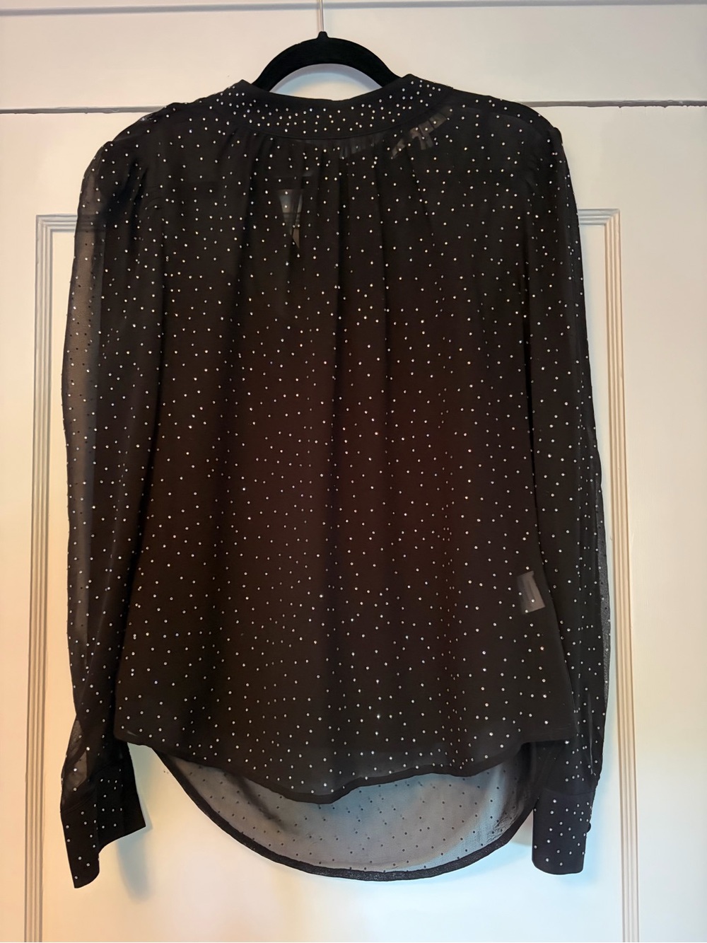 Veronica Beard Black Silk Blouse with Embellishments